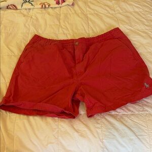 Red Casual Shorts with Embroidered Pony